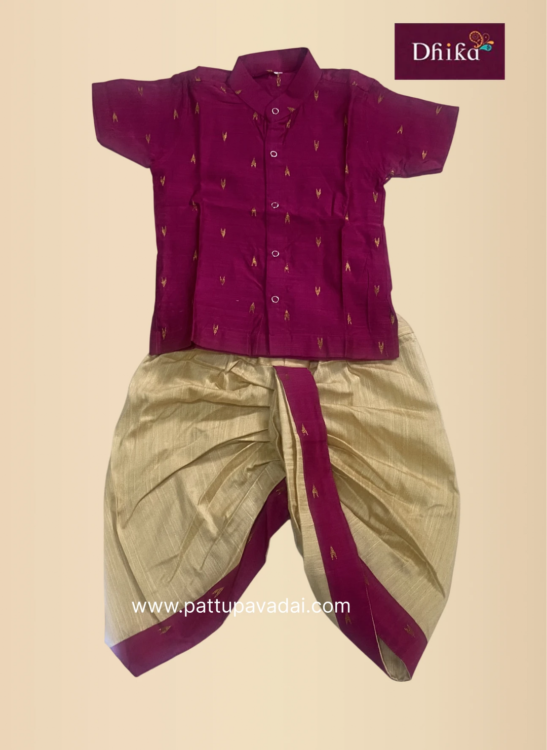 pink silk kurta dhoti set for boys traditional wear