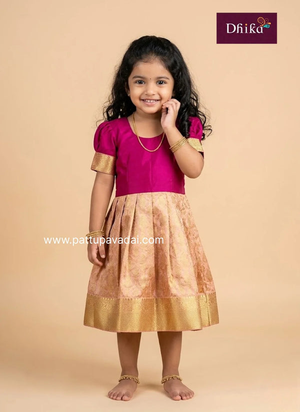pink tissue frock for girls party wear kids dress