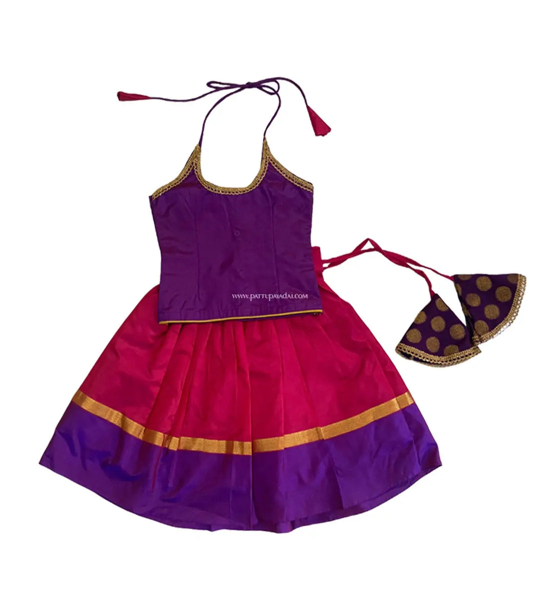 Pure Arni Pattu Pavadai Pink and Purple - Pattupavadai.com