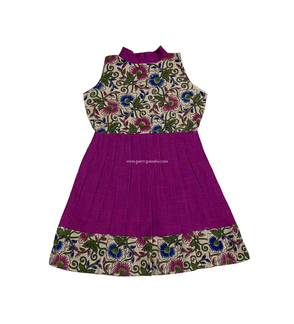 Pure Cotton Frock Magenta - Pattupavadai.com
