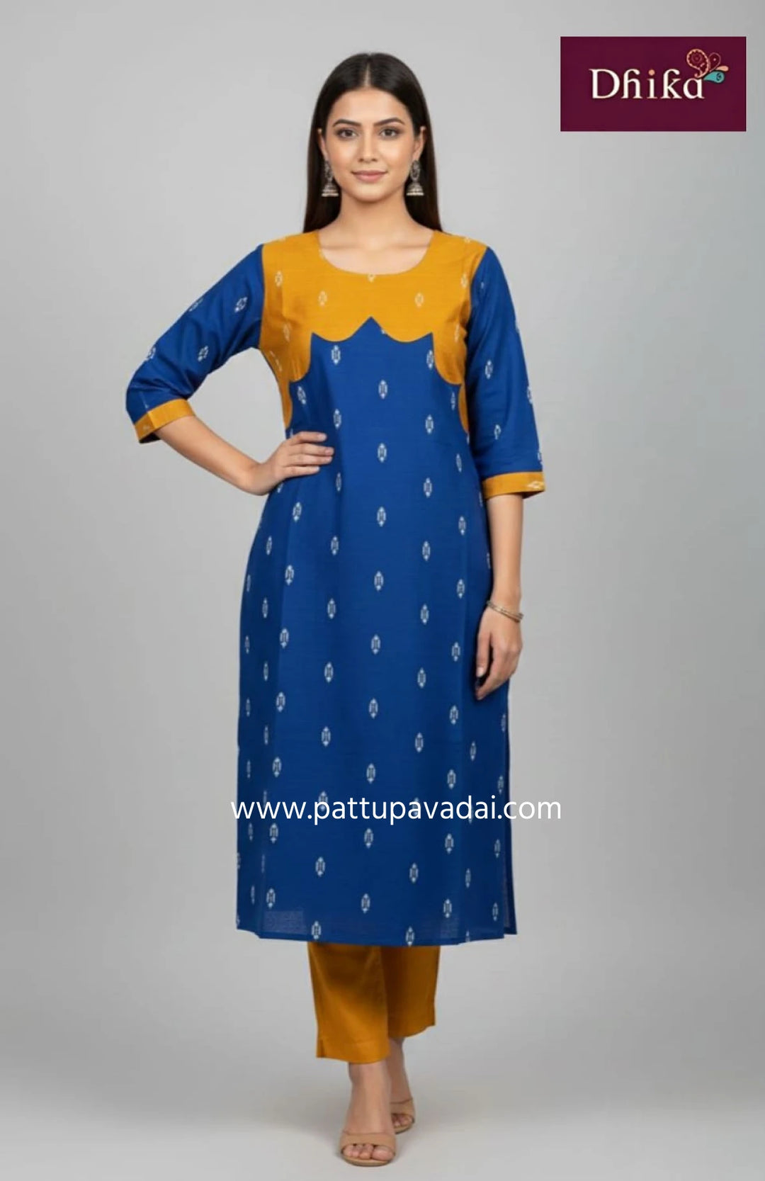 Pure raw silk kurti for women in royal blue with lining