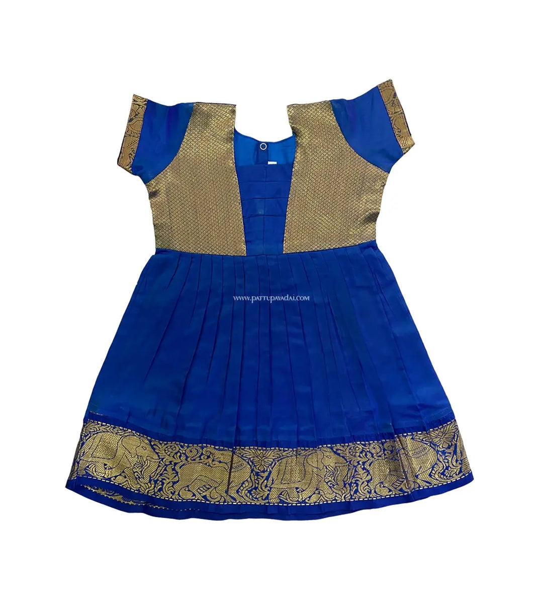 Pure Silk Frock Golden and Blue - Pattupavadai.com