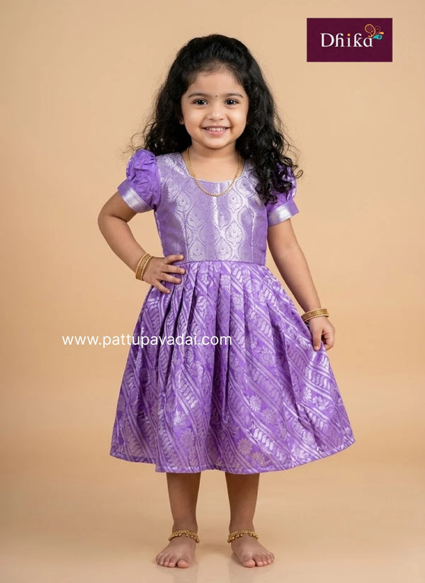 purple silk frock for girls traditional kids dress