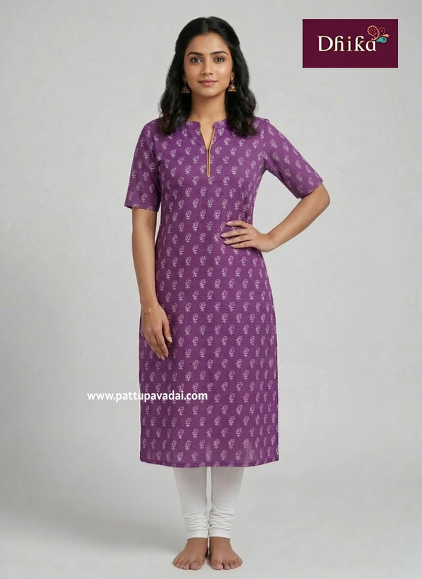 purple soft cotton kurti for women daily wear