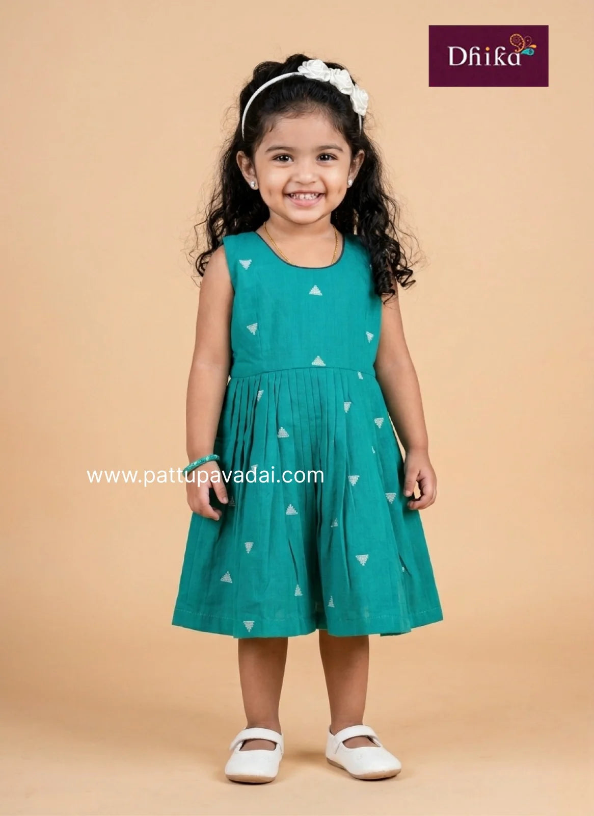rama green cotton frock for girls kids daily wear dress