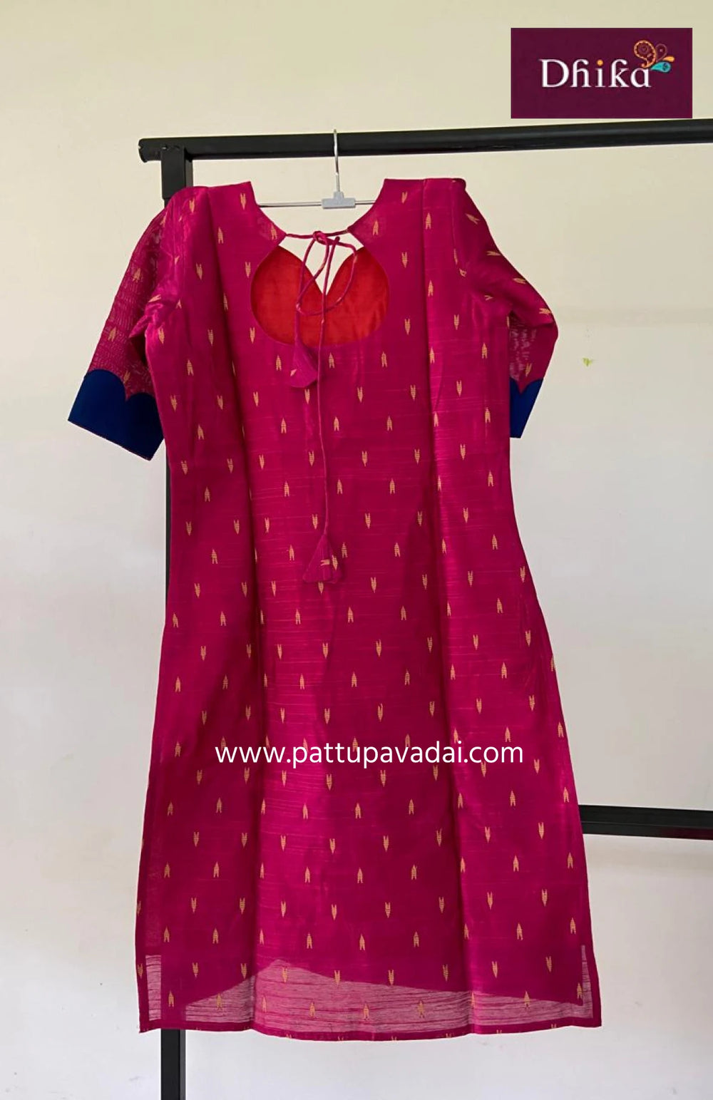 Rani pink raw silk kurta for women traditional ethnic wear
