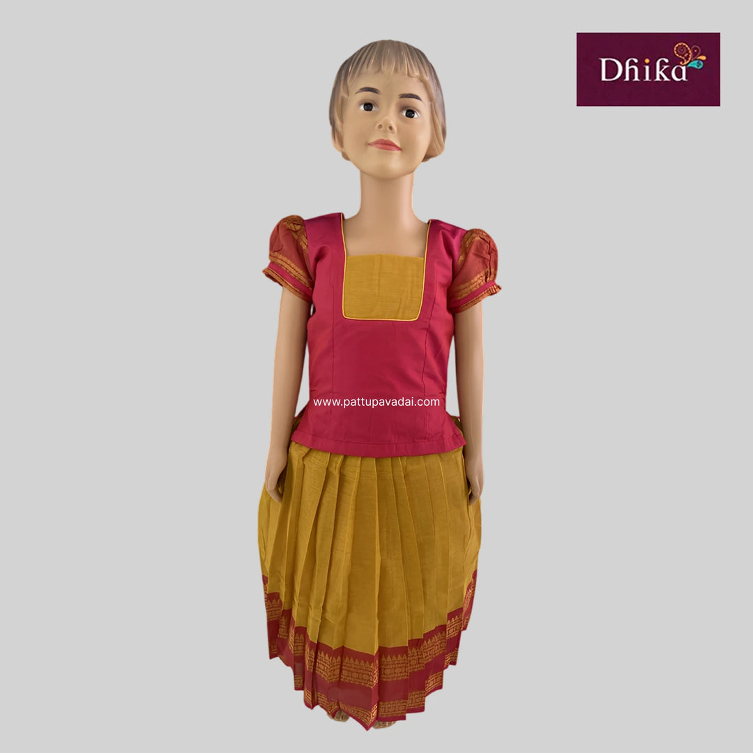 Pure cotton mustard and red skirt and top
