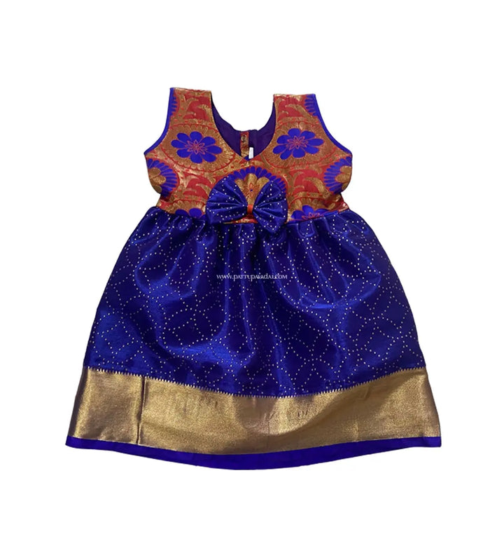 silk frock blue orange newborn pattu frock with golden work
