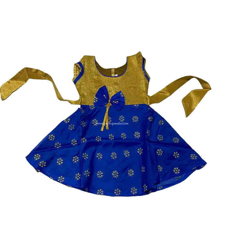 Silk Cotton Frock Blue - Pattupavadai.com