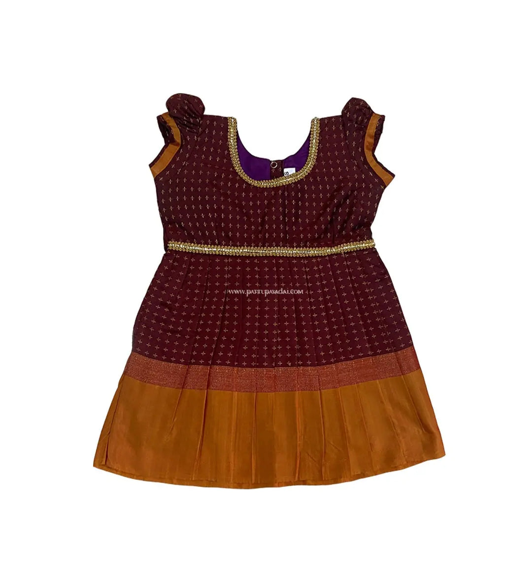 Silk Cotton Frock Maroon - Pattupavadai.com