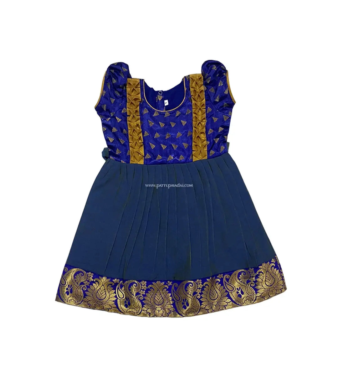 Silk Cotton Frock Navy Blue - Pattupavadai.com