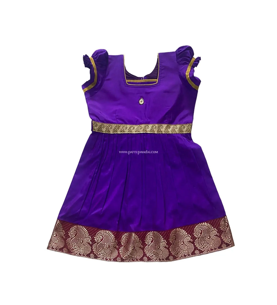 Silk Cotton Frock Violet - Pattupavadai.com