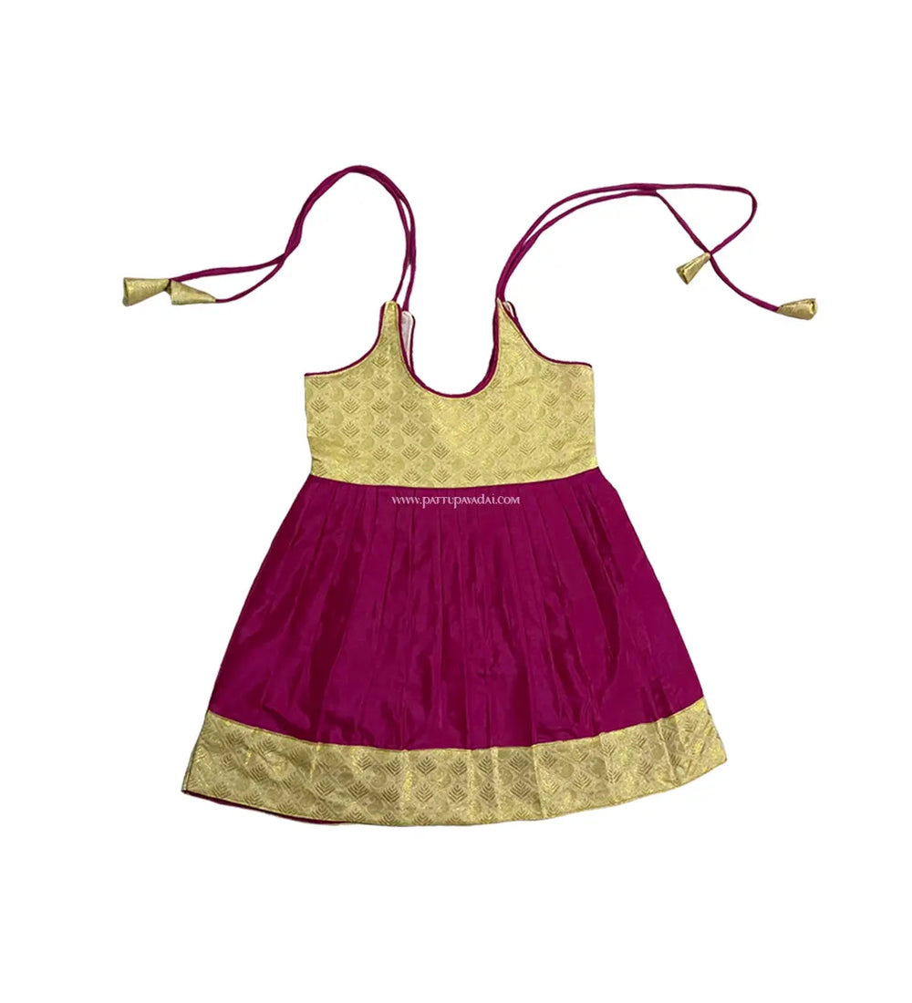 Silk Frock Pink and Cream - Pattupavadai.com