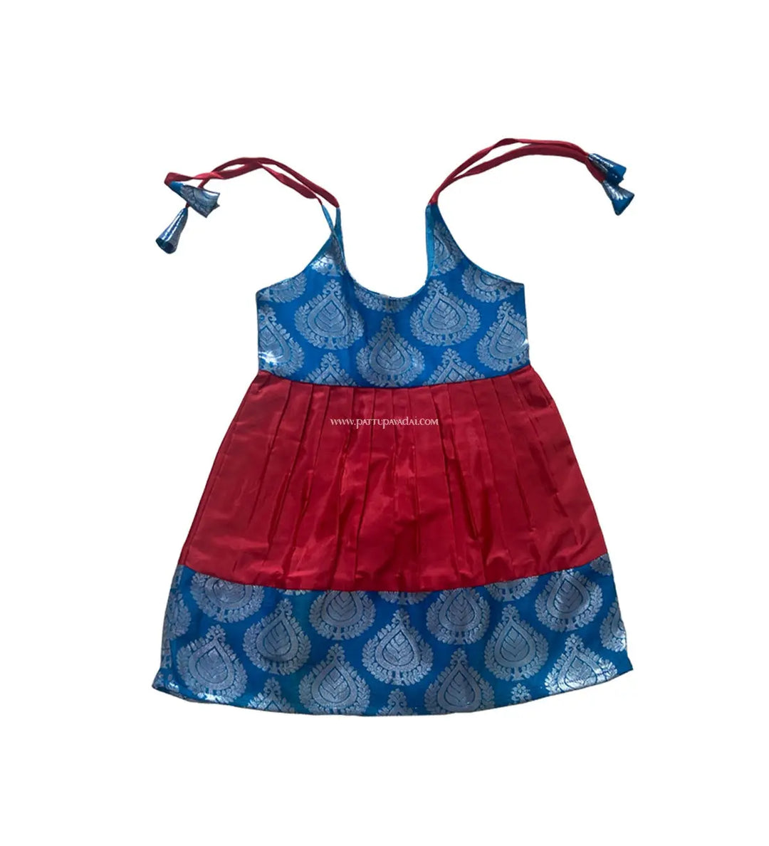 Silk Frock Red and Blue - Pattupavadai.com