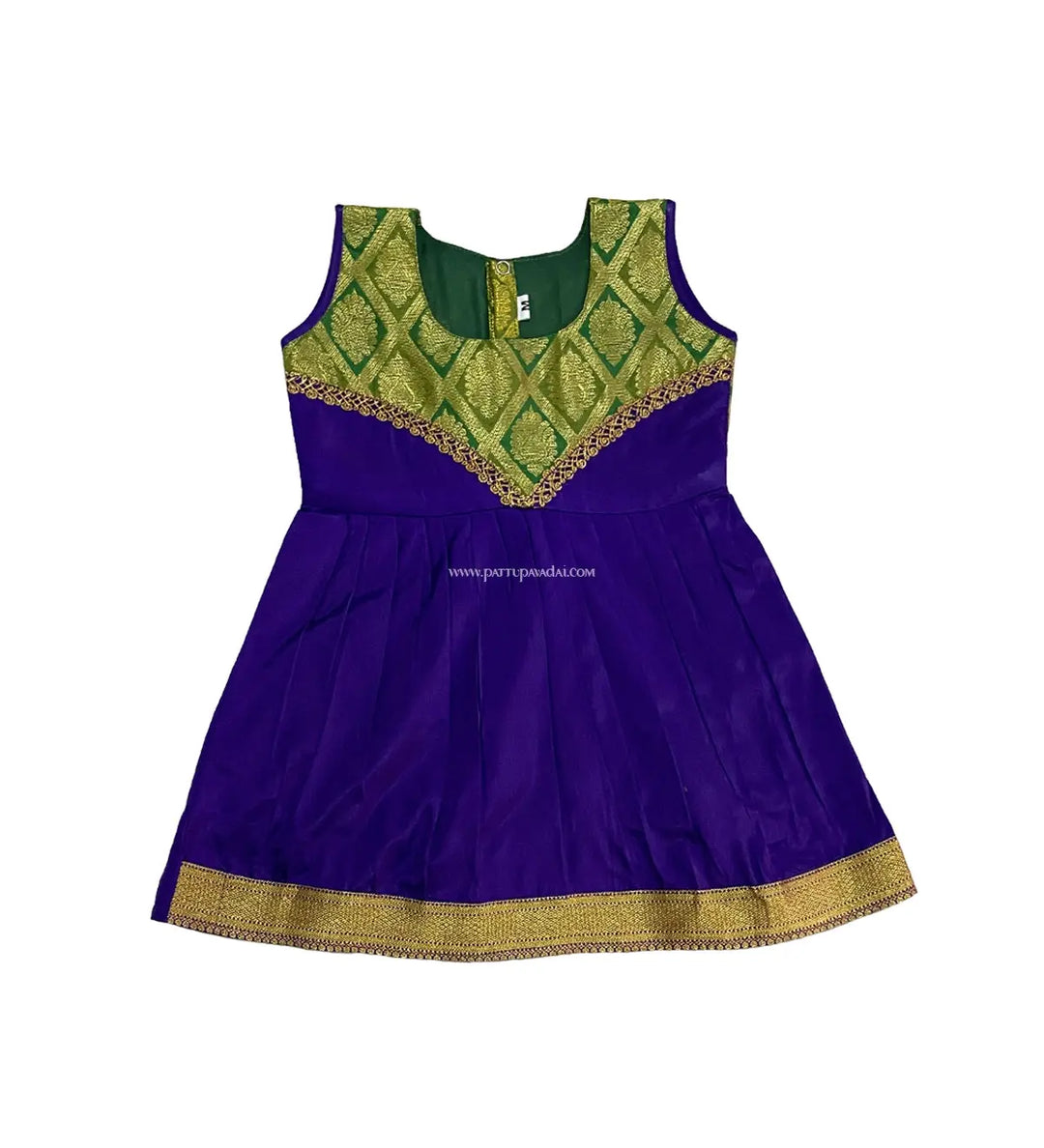 Silk Frock Violet And Golden - Pattupavadai.com