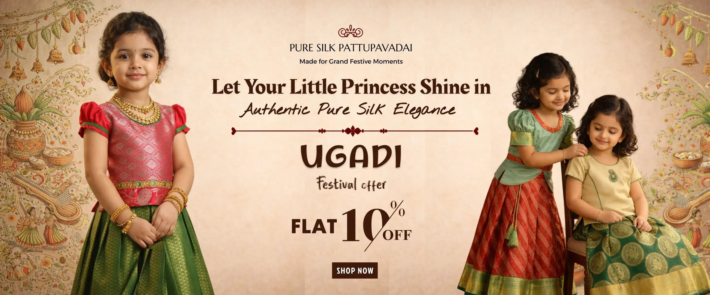Elegant silk pavadai set for kids festival and celebration wear