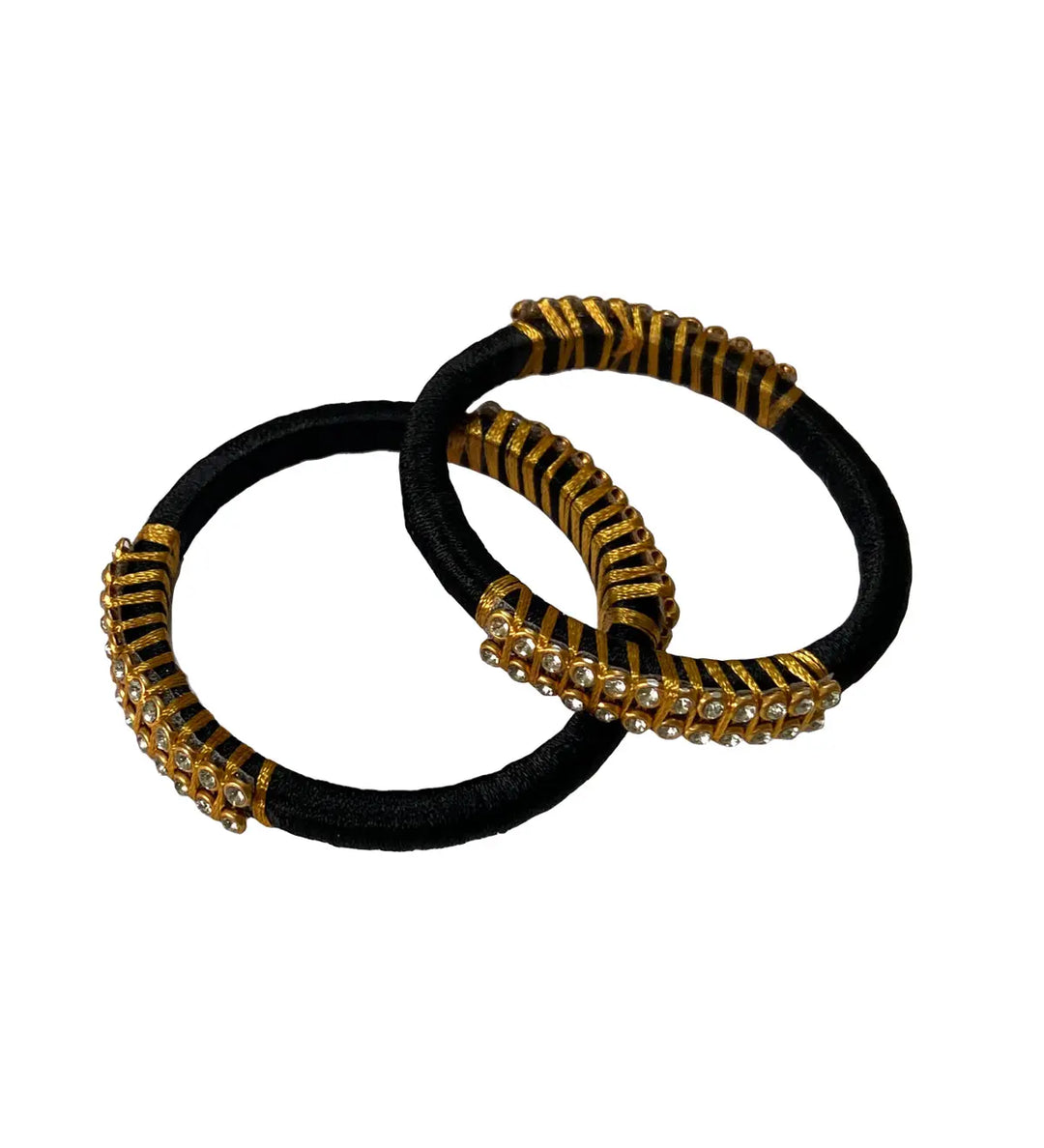 Silk Thread Bangle Black and Golden - Pattupavadai.com