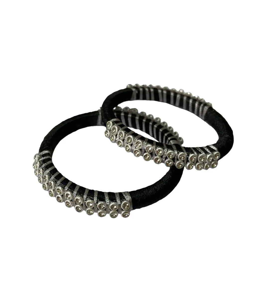 Silk Thread Bangle Black and Silver - Pattupavadai.com