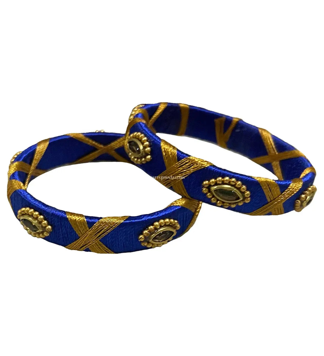 Silk Thread Bangle Blue - Pattupavadai.com