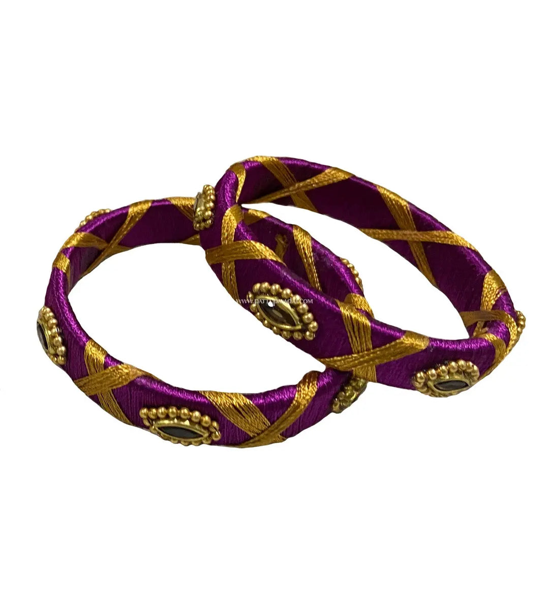 Silk Thread Bangle Magenta - Pattupavadai.com