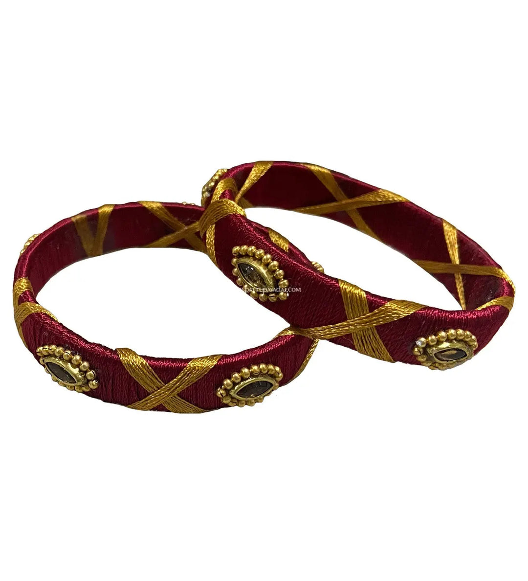 Silk Thread Bangle Maroon - Pattupavadai.com