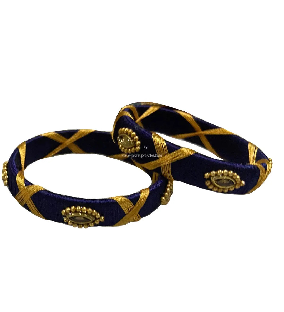 Silk Thread Bangle Navy Blue - Pattupavadai.com