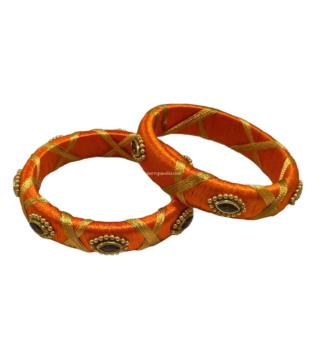 Silk Thread Bangle Orange - Pattupavadai.com