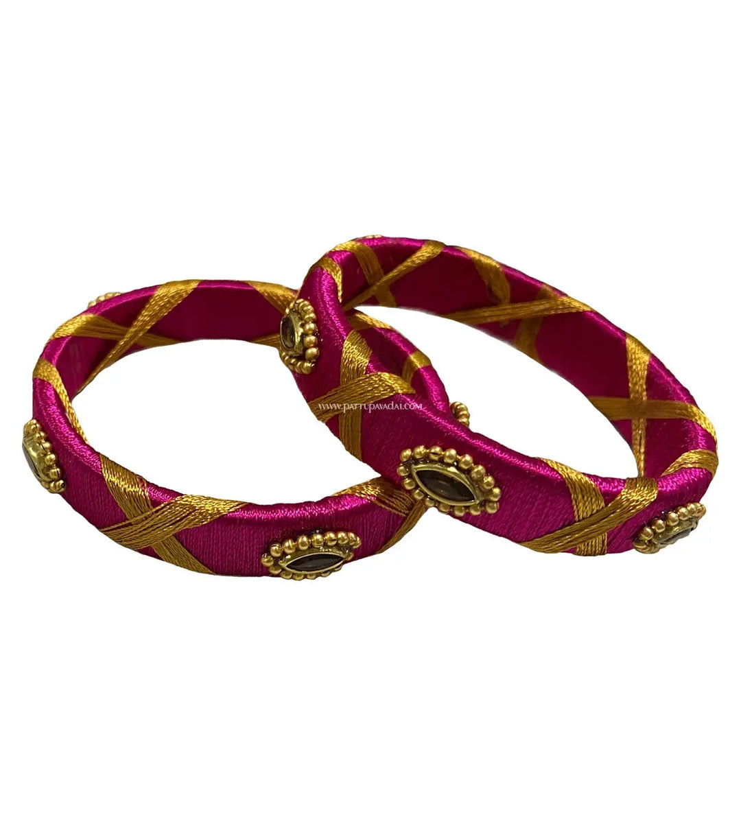 Silk Thread Bangle Pink - Pattupavadai.com