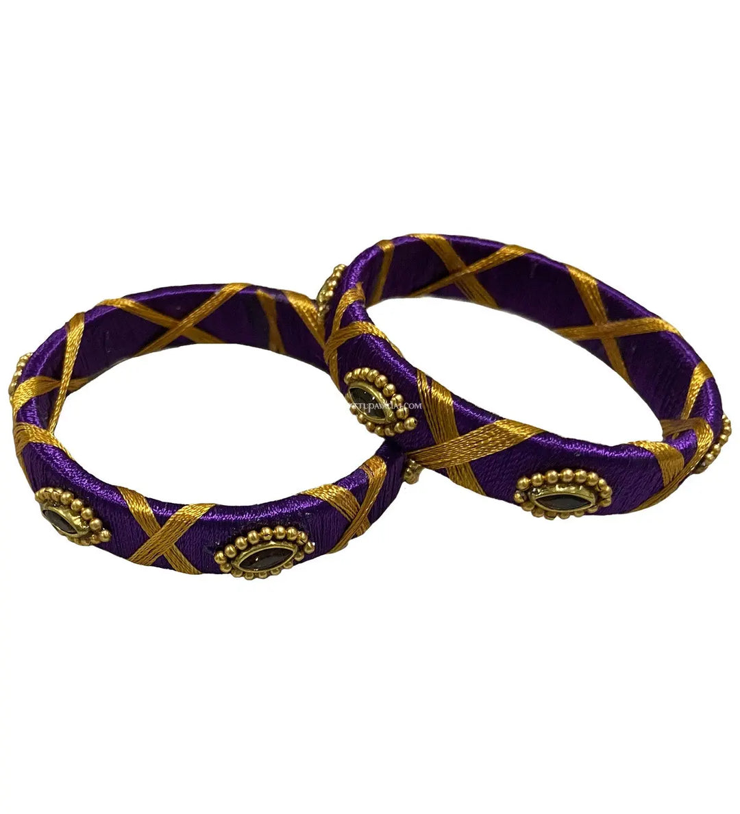 Silk Thread Bangle Violet - Pattupavadai.com