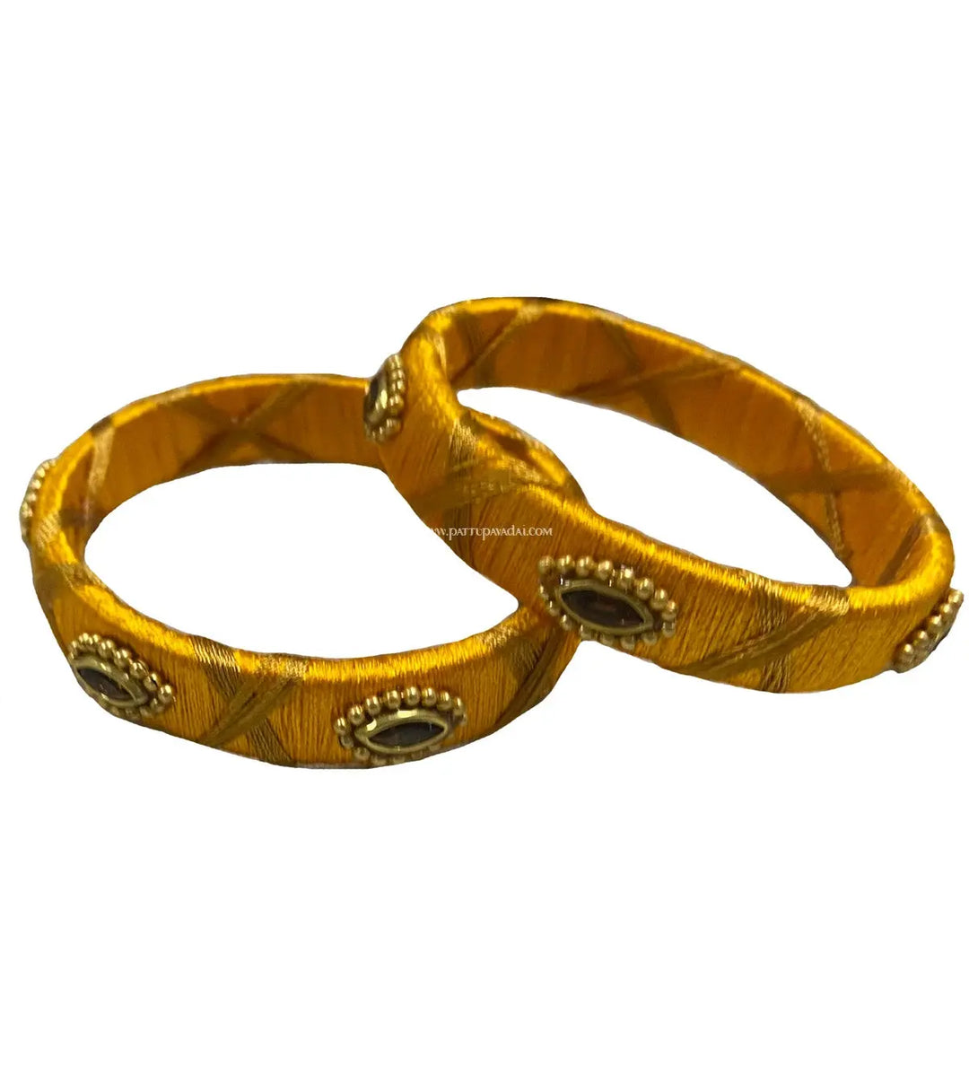 Silk Thread Bangle Yellow - Pattupavadai.com