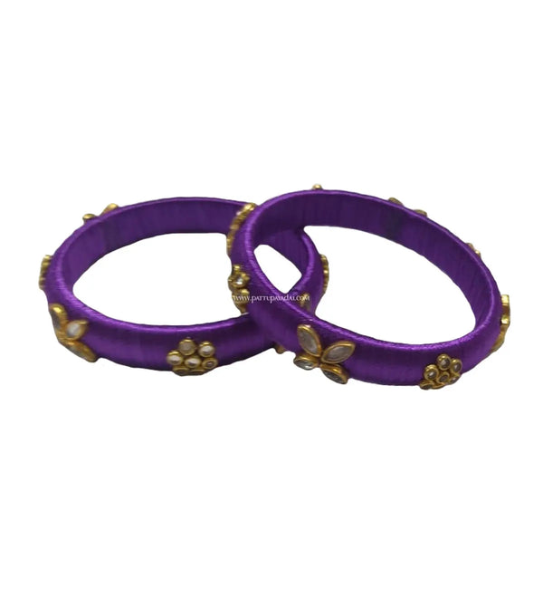 Silk Thread Designer Bangle Violet - Pattupavadai.com