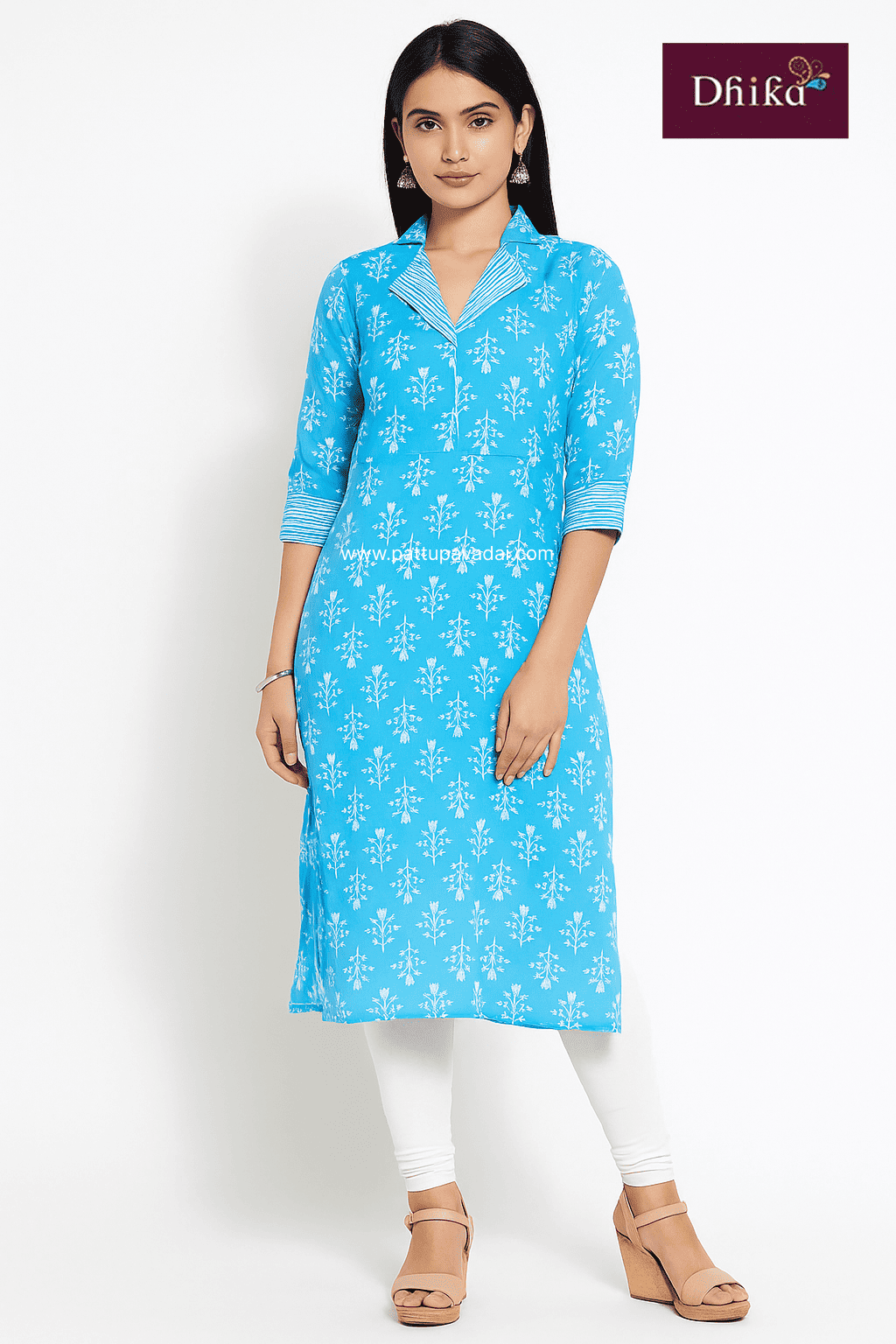 sky blue cotton kurti women soft comfortable casual office wear