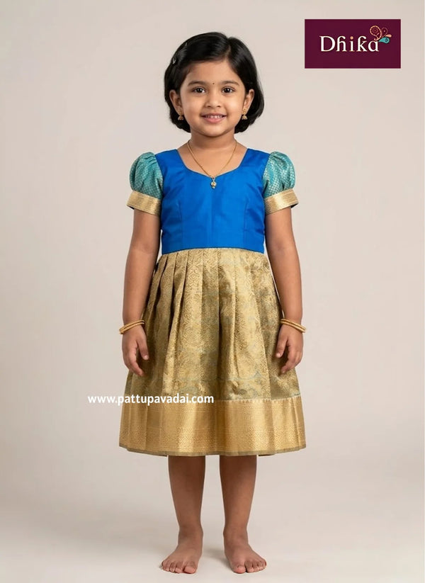 sky blue tissue frock for girls party wear kids dress