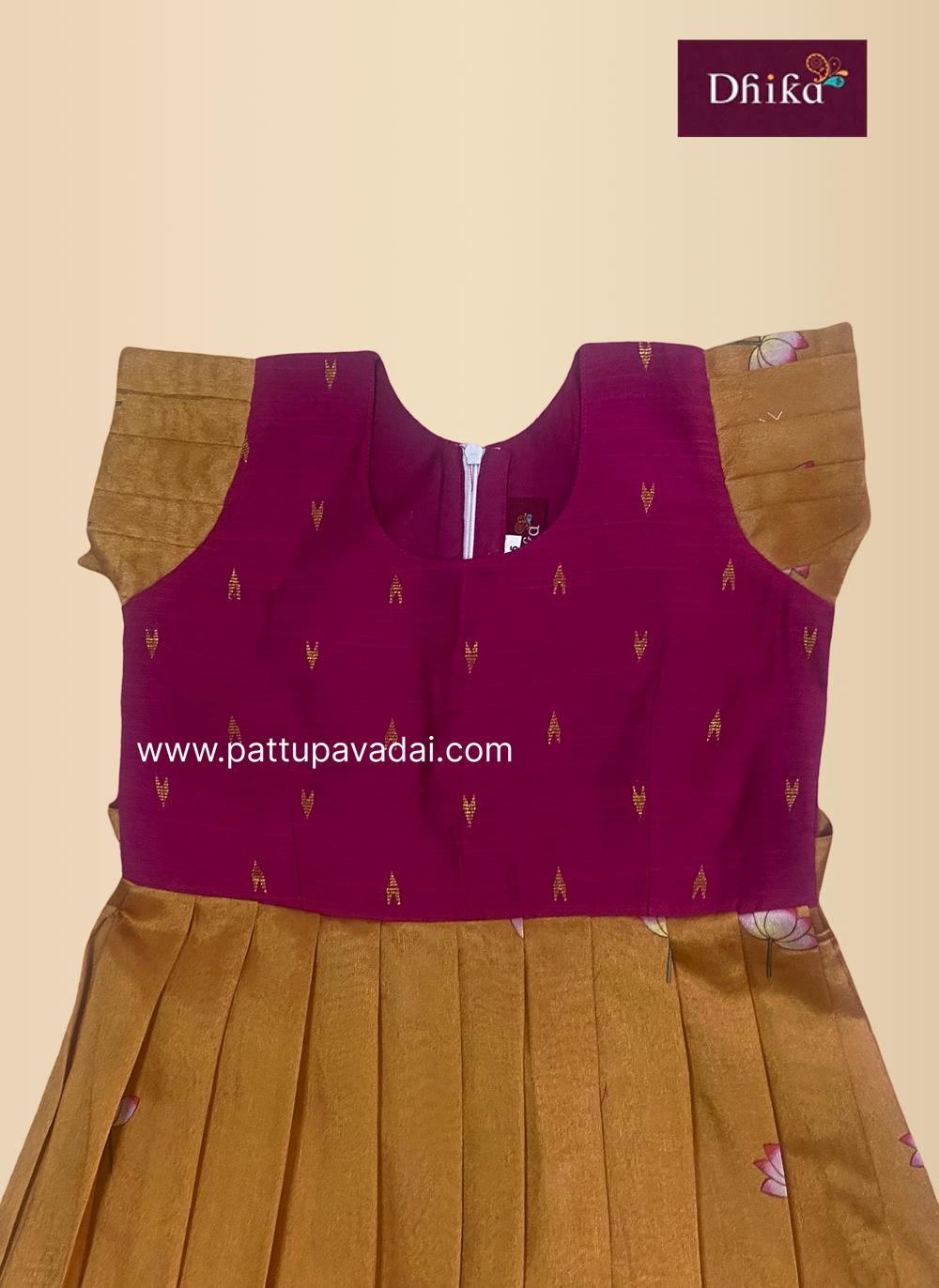traditional mustard and pink long gown for girls ethnic wear