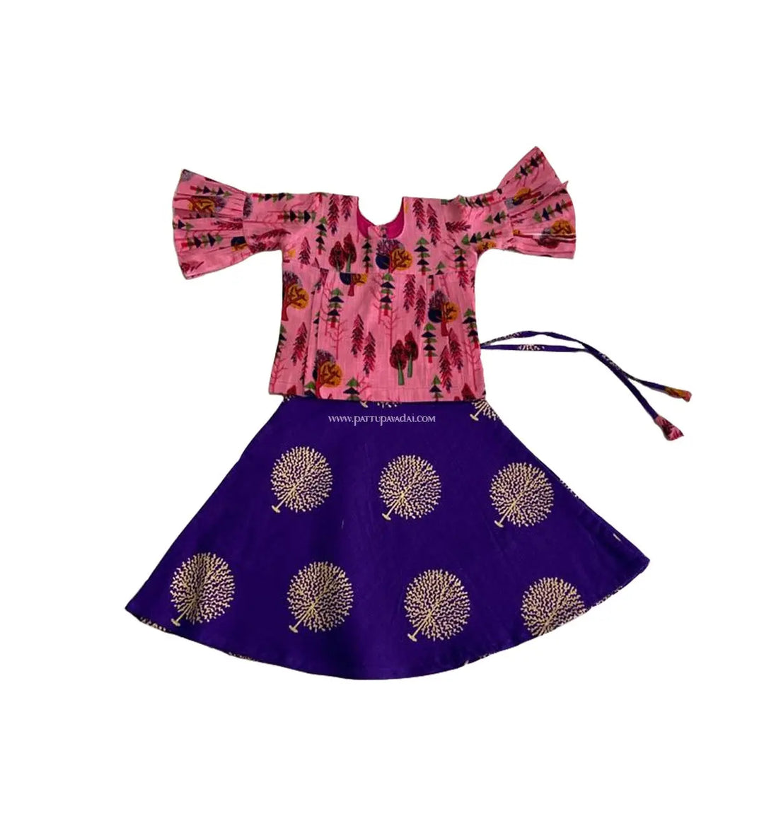 Trendy Cotton Pavadai Violet and Pink - Pattupavadai.com