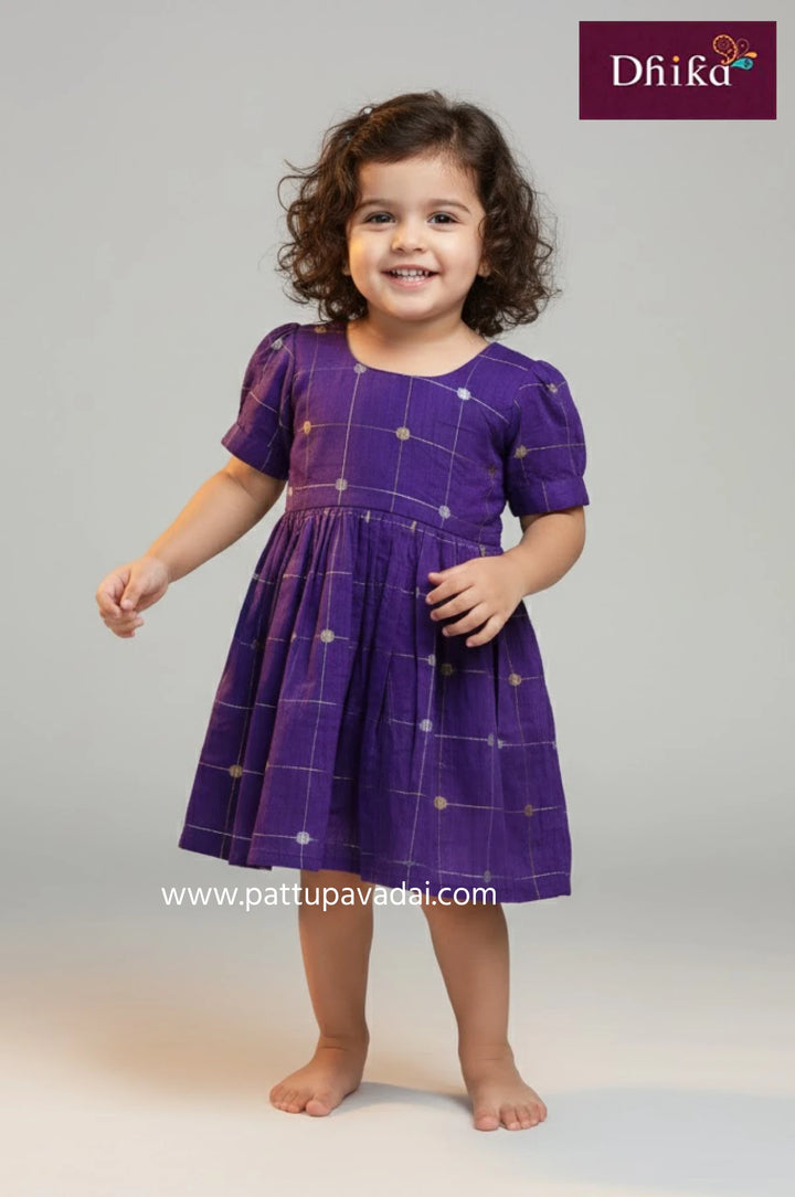 violet raw silk frock for girls traditional festive party wear dress