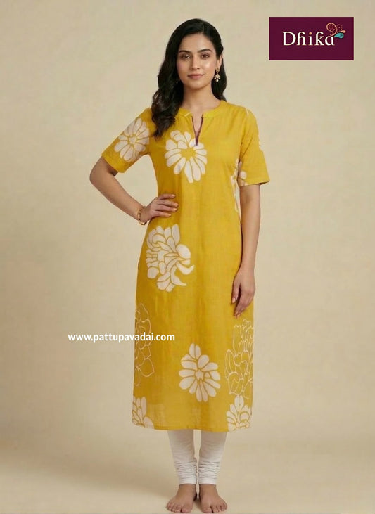 yellow soft cotton kurti for women daily wear