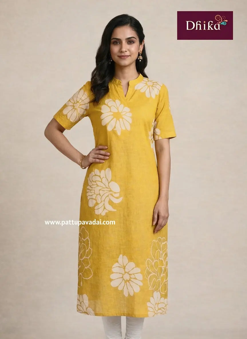 yellow soft cotton kurti for women daily wear