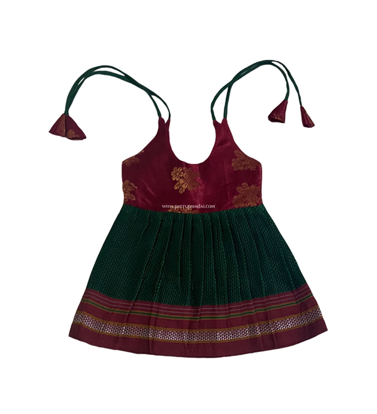 Maroon and Green Cotton Frock