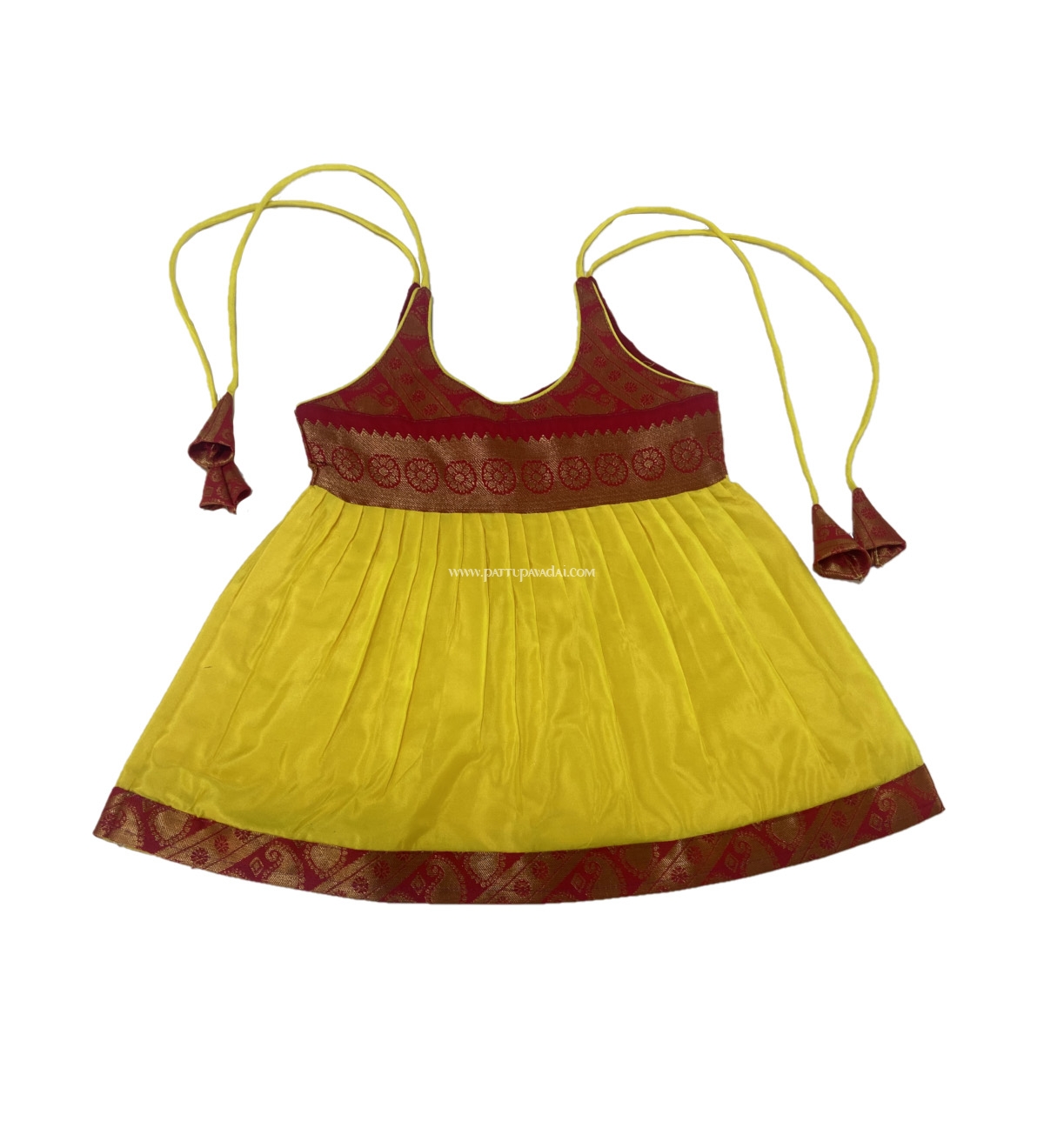 Best short frock model to wear Yellow and Red